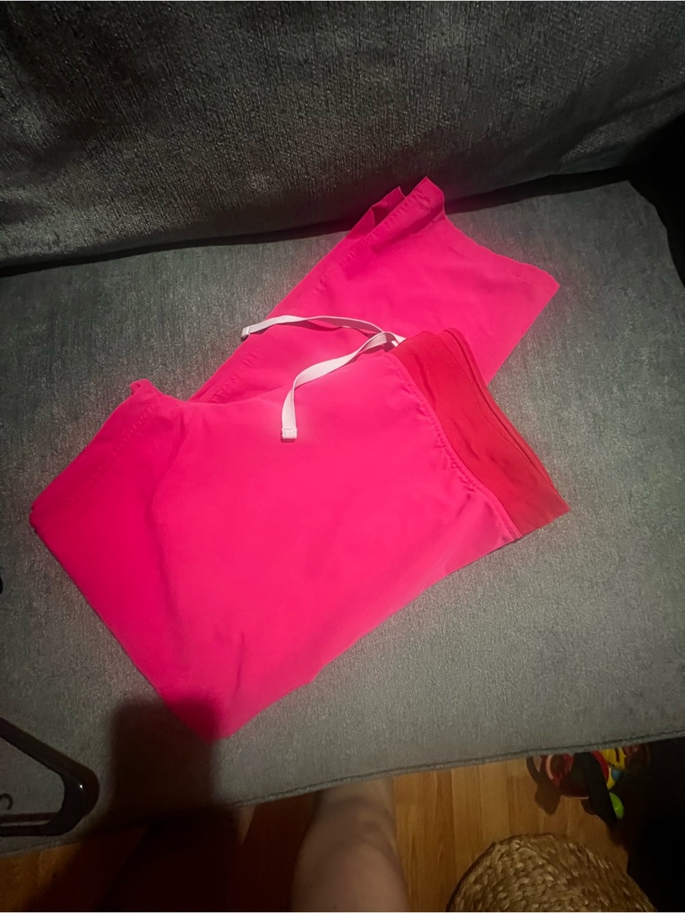 Figs Hot Pink Track Pants with White Drawstring